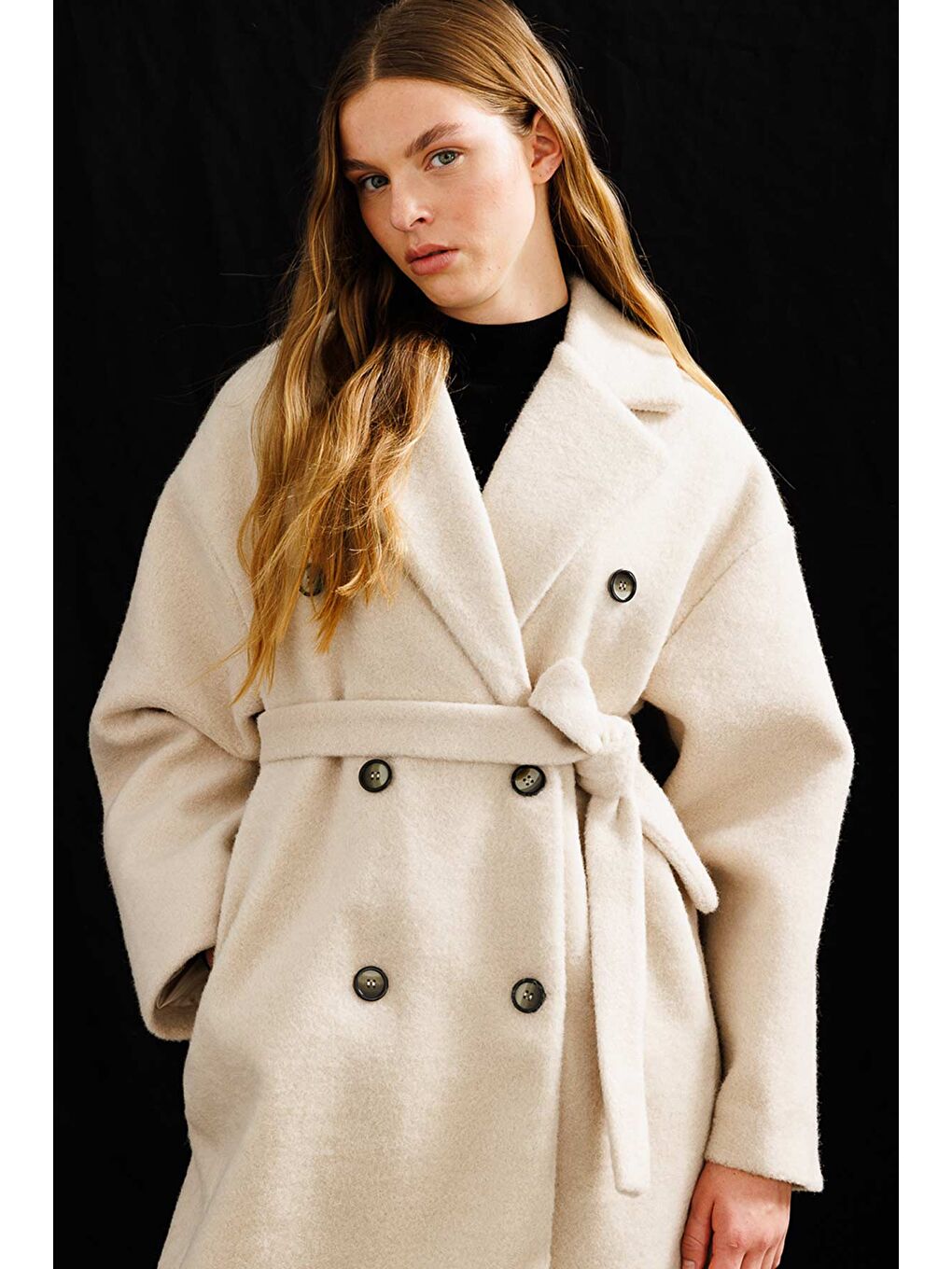 Kruvaze Yaka Bej Kaban-3