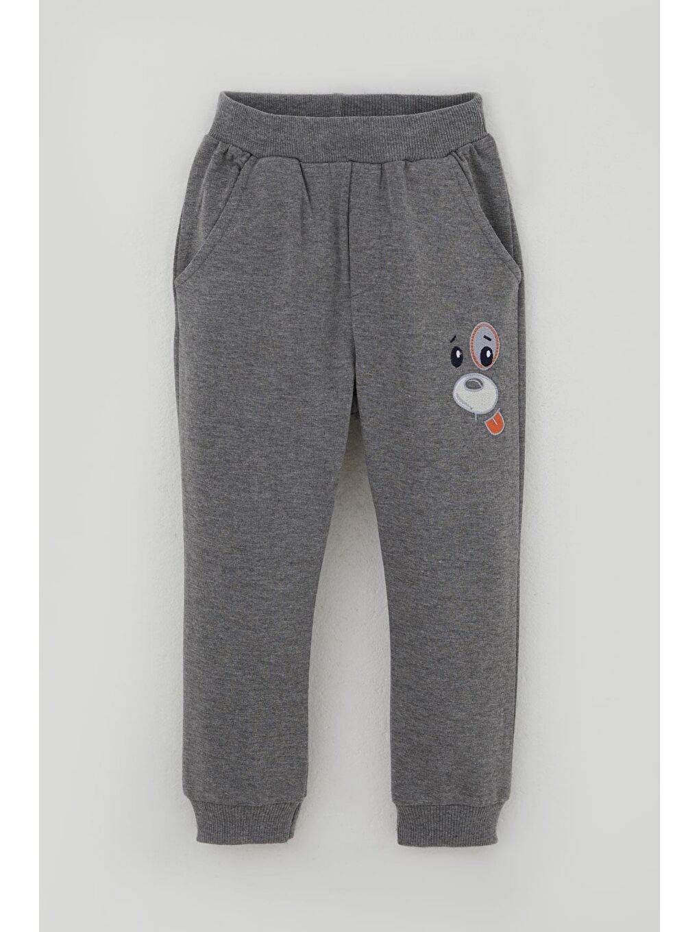 Erkek Bebek Eşofman Takımı Kulaklıklı Köpekçik Nakışlı Beyaz (9 Ay-2 Yaş)-5