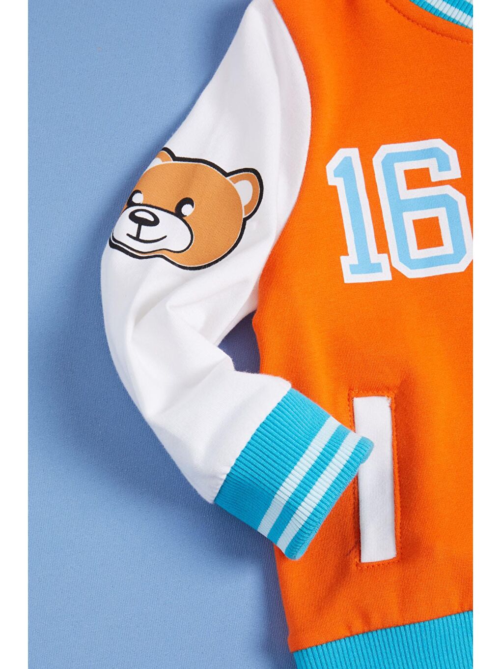 Turuncu Ayıcık Baskılı Kolej Ceketli Erkek Bebek Takım 16180-2