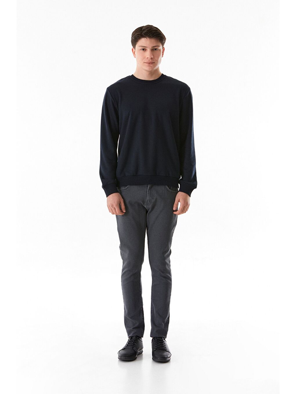 Gri Fermuarlı Skinny Jean Pantolon-1