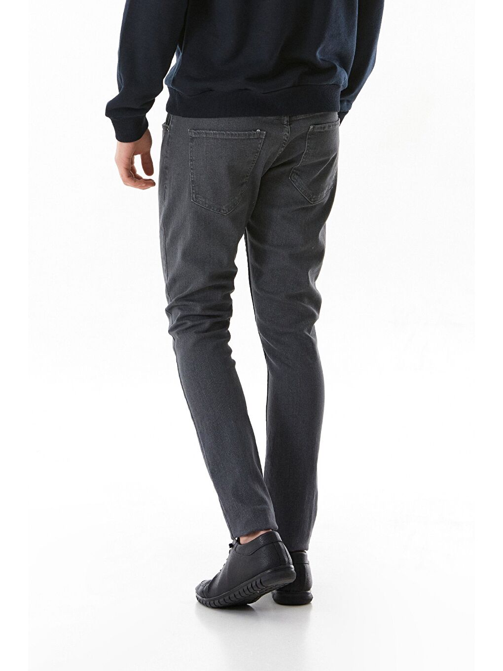 Gri Fermuarlı Skinny Jean Pantolon-2