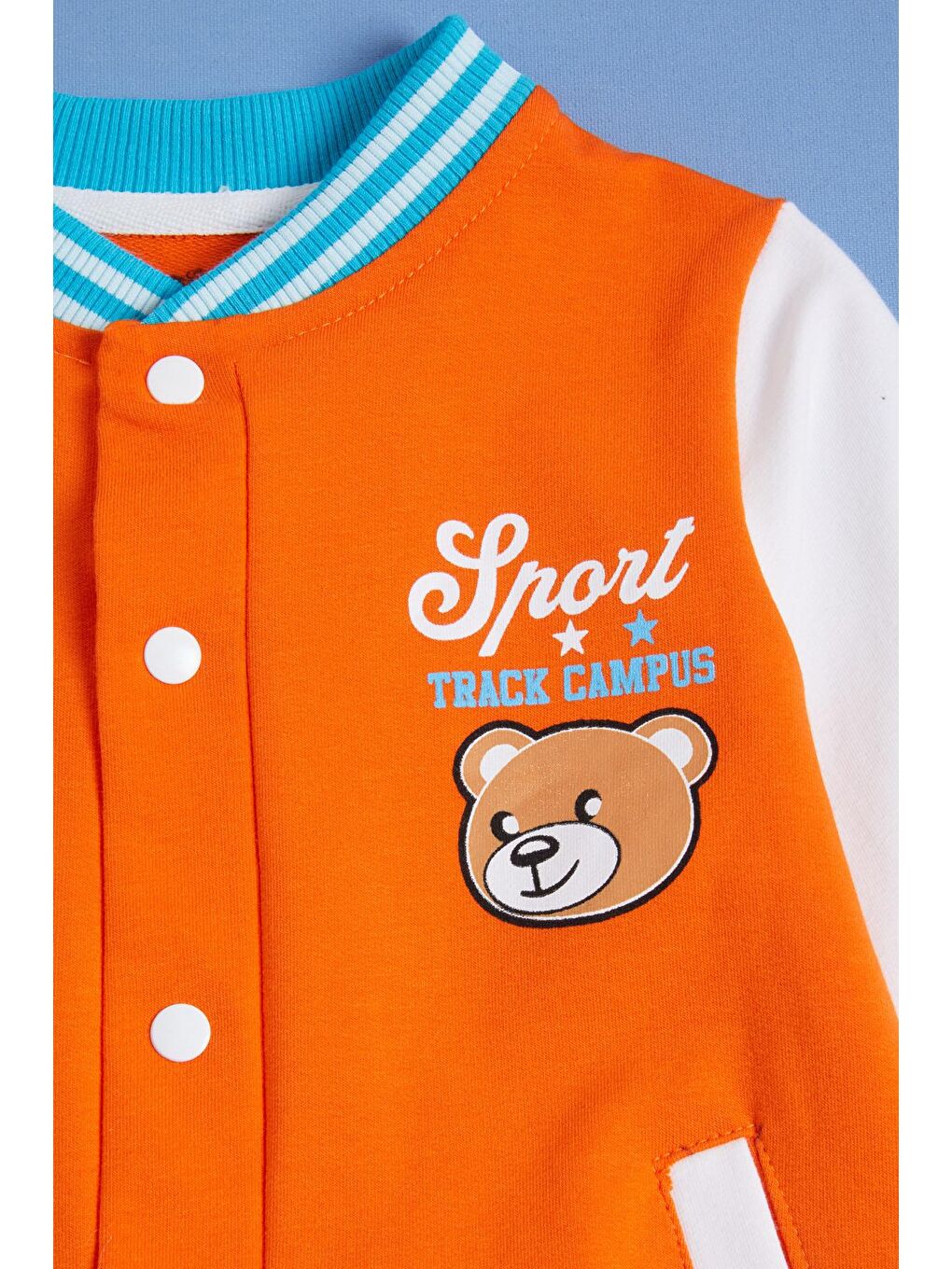 Turuncu Ayıcık Baskılı Kolej Ceketli Erkek Bebek Takım 16180-3