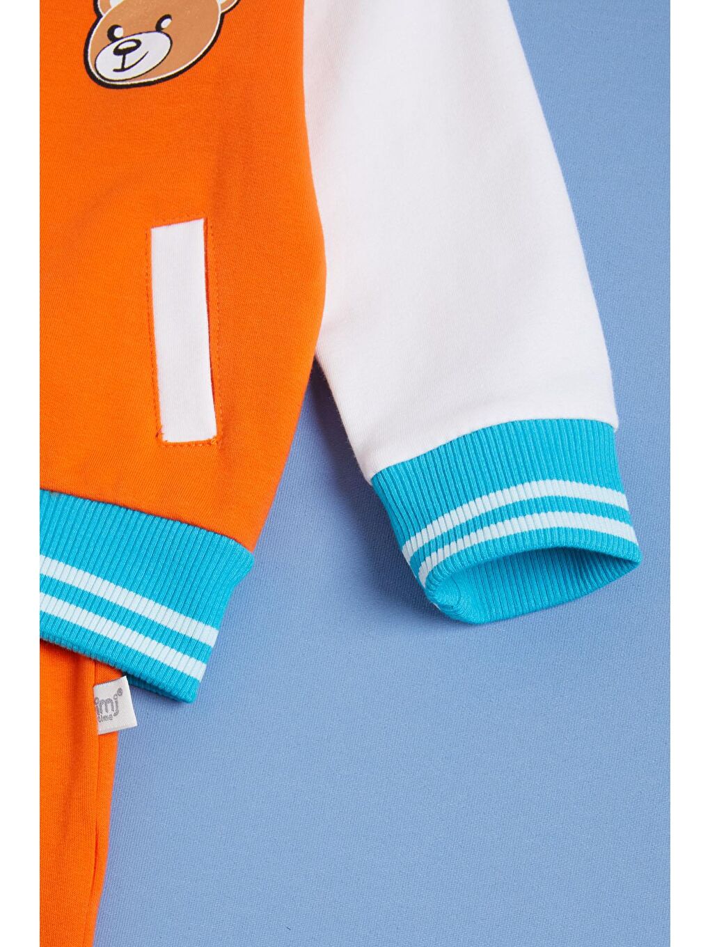 Turuncu Ayıcık Baskılı Kolej Ceketli Erkek Bebek Takım 16180-4