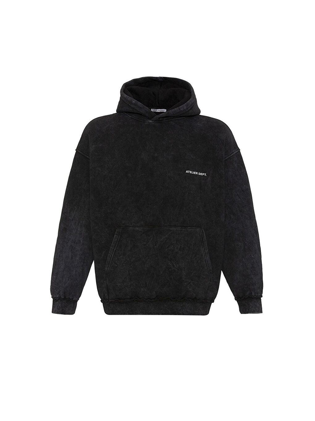 Yıkamalı Oversize Kapüşonlu Erkek Hoodie Siyah-1