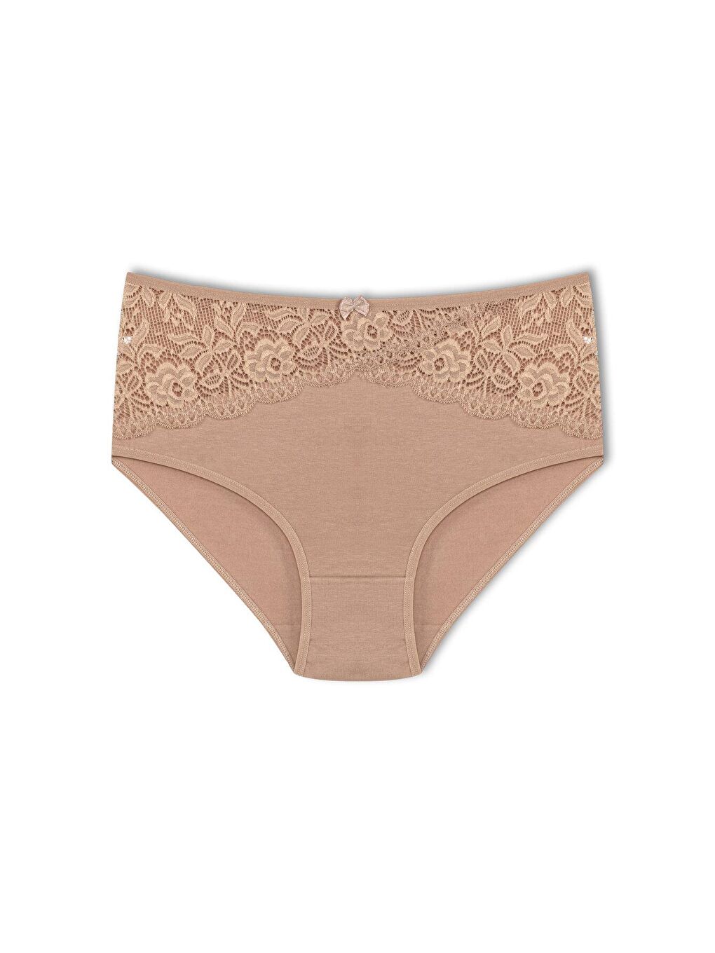 Karışık Pamuklu Önü Ters V Dantel Yüksek Bel Büyük Beden Kadın Külot 5'li-3