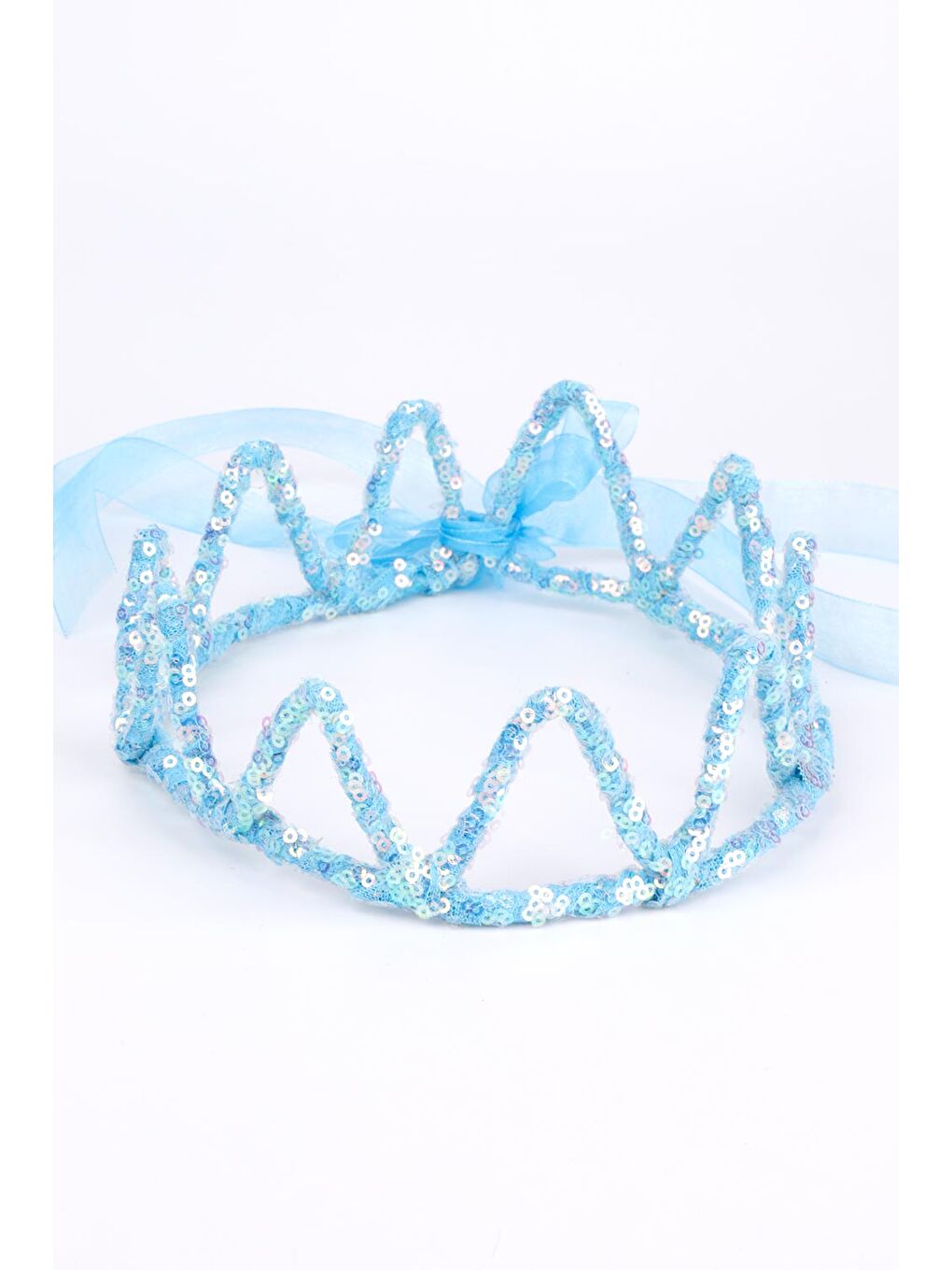 Mavi Yuvarlak Payetli Kız Çocuk Kraliçe Taç
