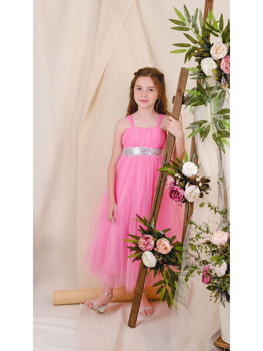 Kırmızı Sırt Gipeli Tütü Etek Kız Çocuk Saten Parti Abiye Elbise