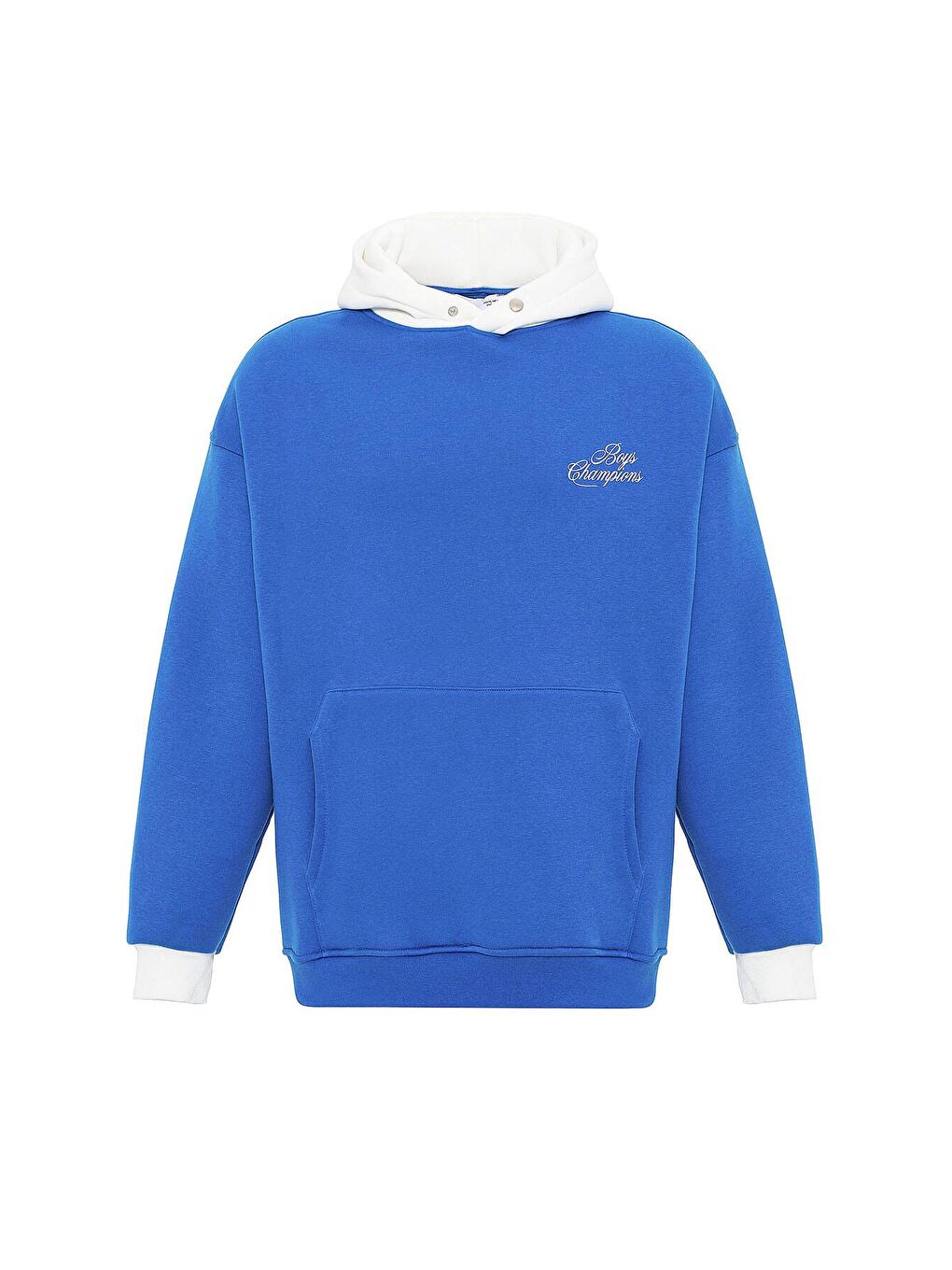 Yazı Detaylı Oversize Kapüşonlu Sweatshirt Turkuaz-1