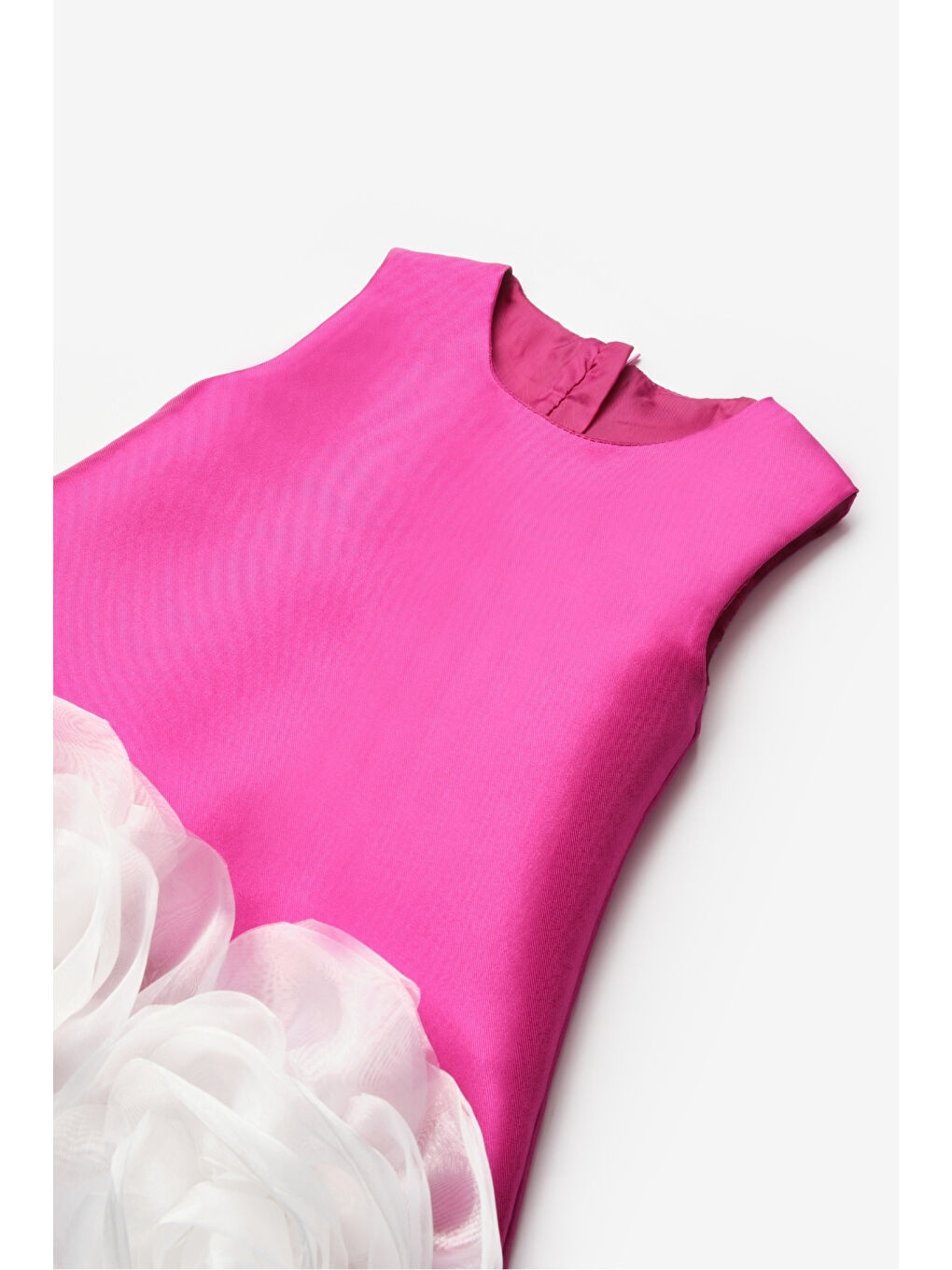 Fuşya Etek Ucu Gül Detaylı Kız Çocuk Elbise - Paola-3