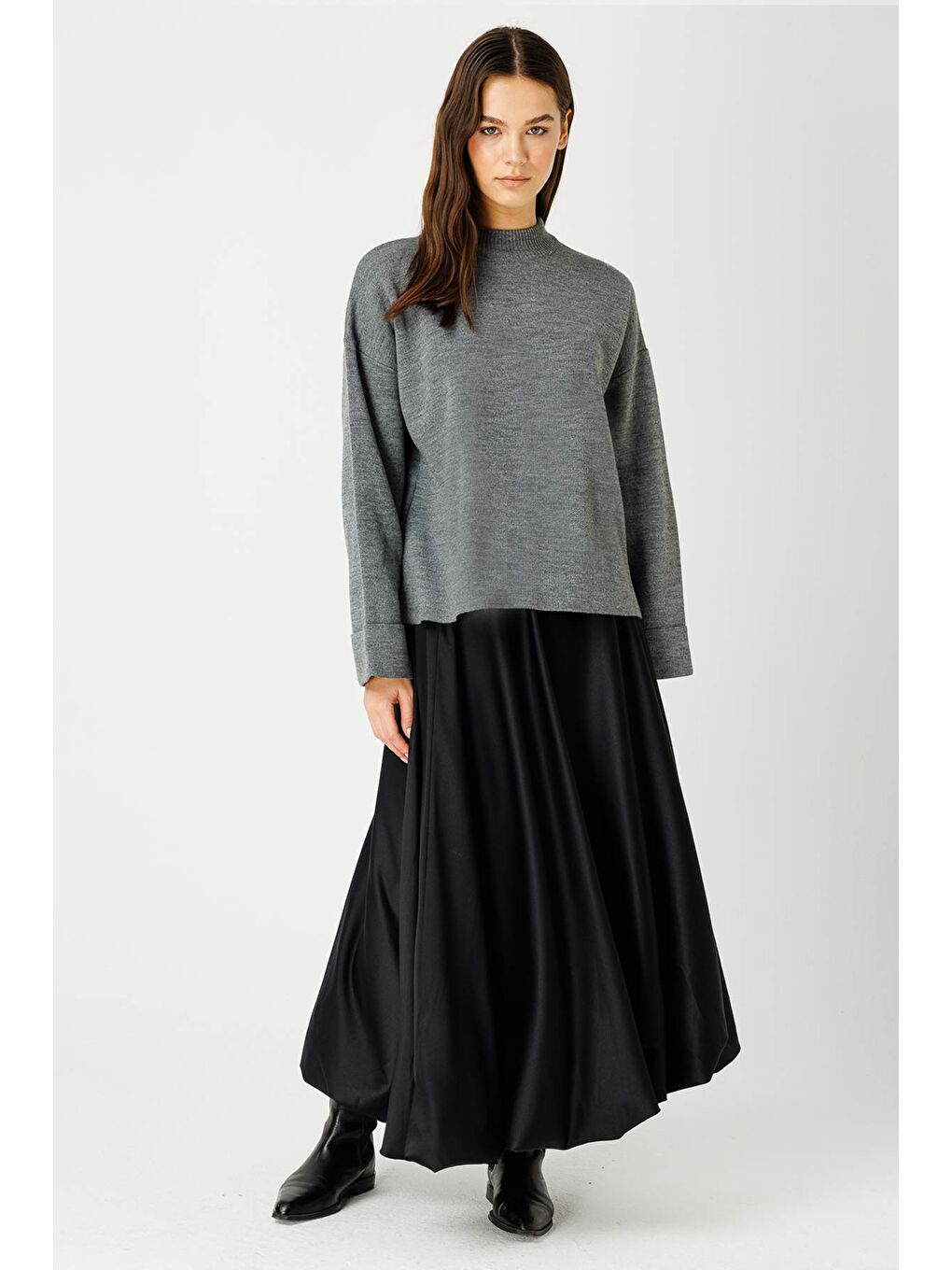 Yüksek Yaka Gri Kazak-2