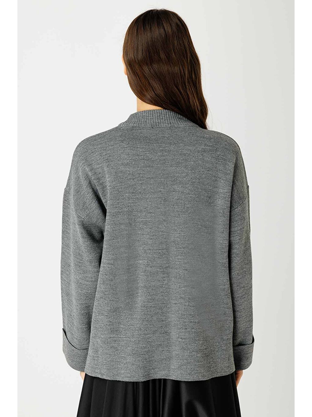 Yüksek Yaka Gri Kazak-6