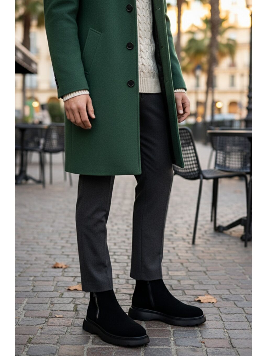 Siyah CHELSEY Hakiki Deri Çift Fermuarlı Erkek Kışlık Bot-6