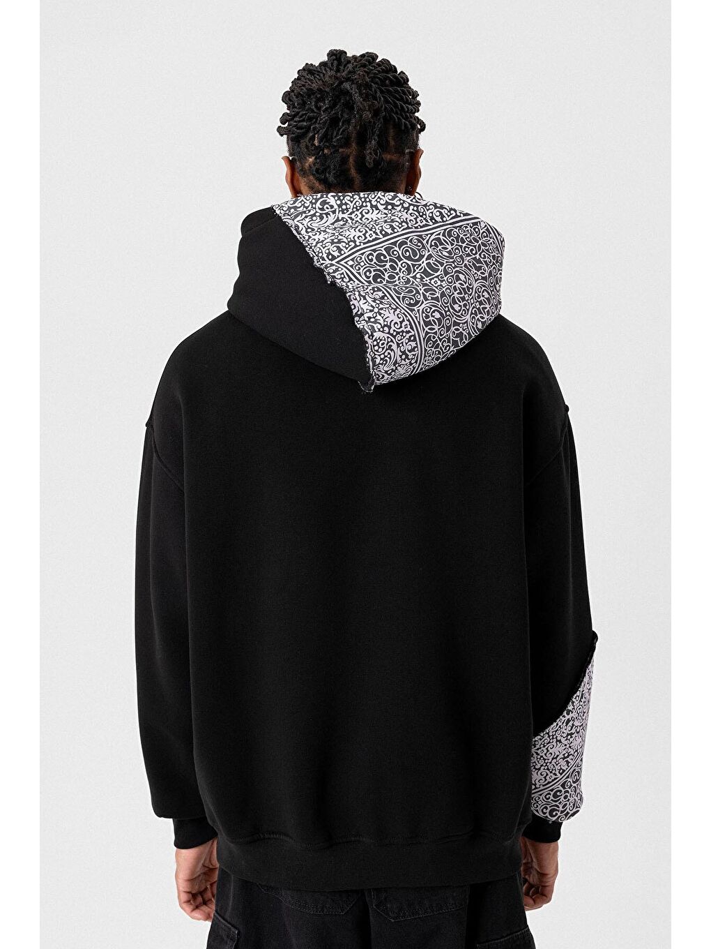 Oversize Kapüşonlu Sweatshirt Hoodıe Siyah-3