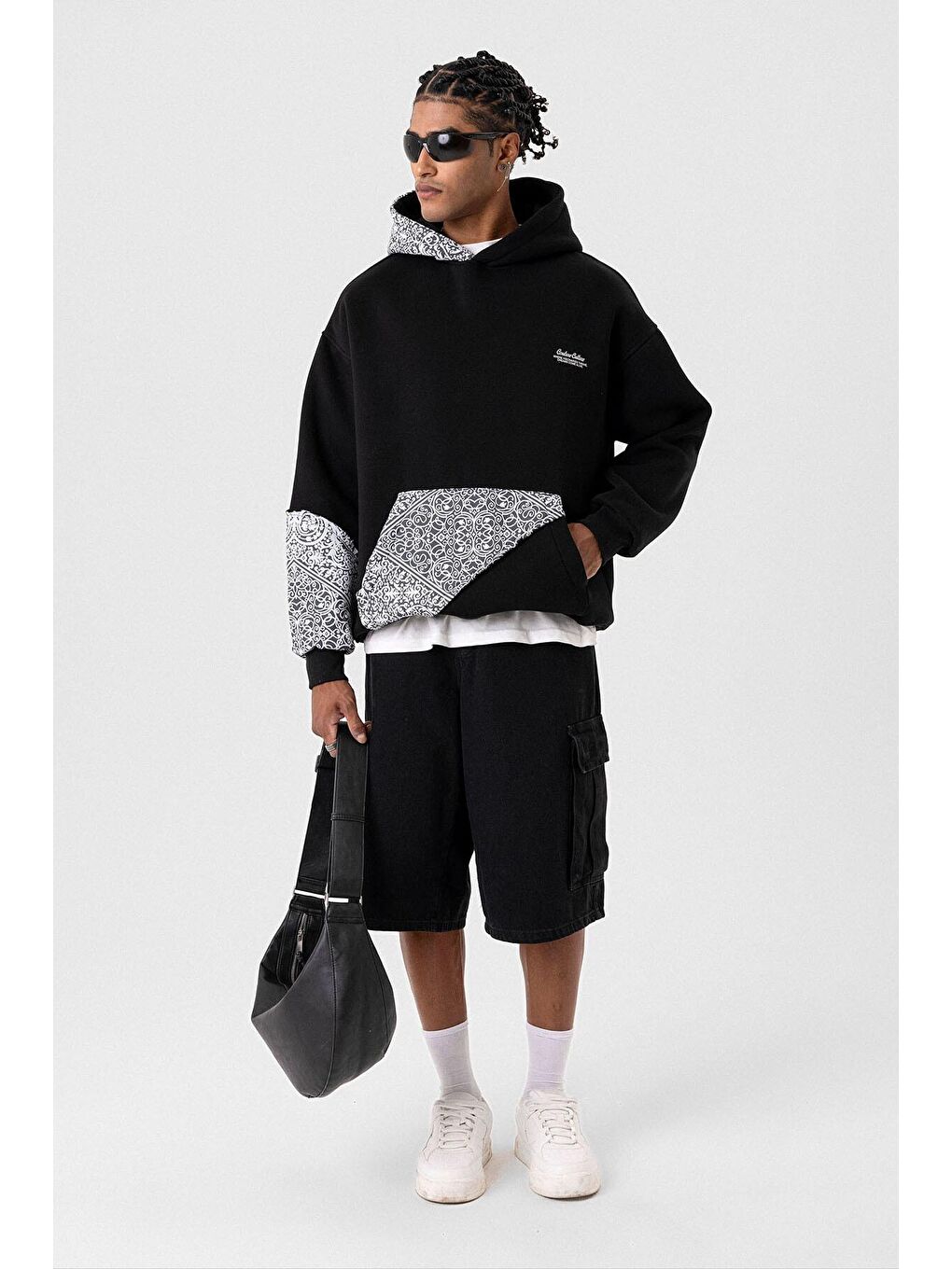 Oversize Kapüşonlu Sweatshirt Hoodıe Siyah-4