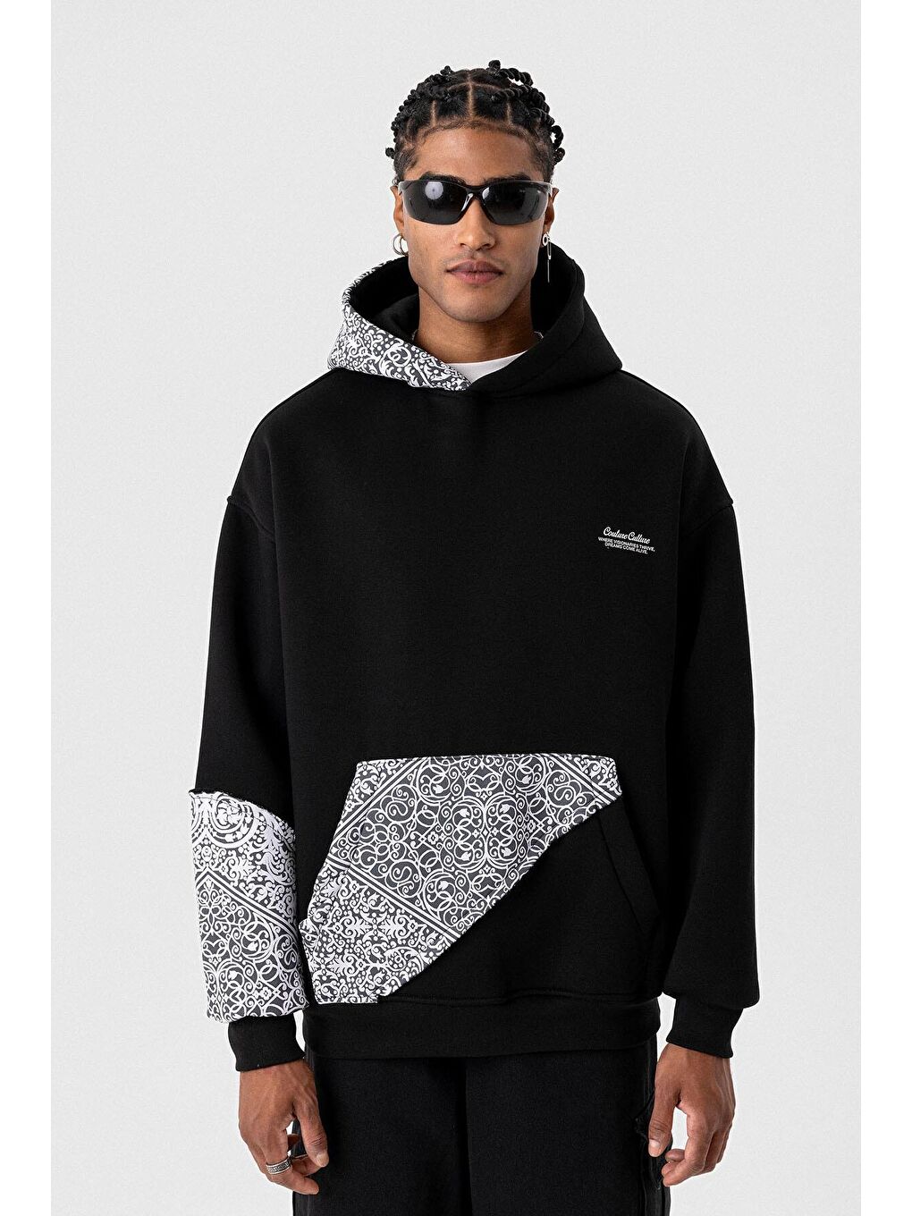 Oversize Kapüşonlu Sweatshirt Hoodıe Siyah-7