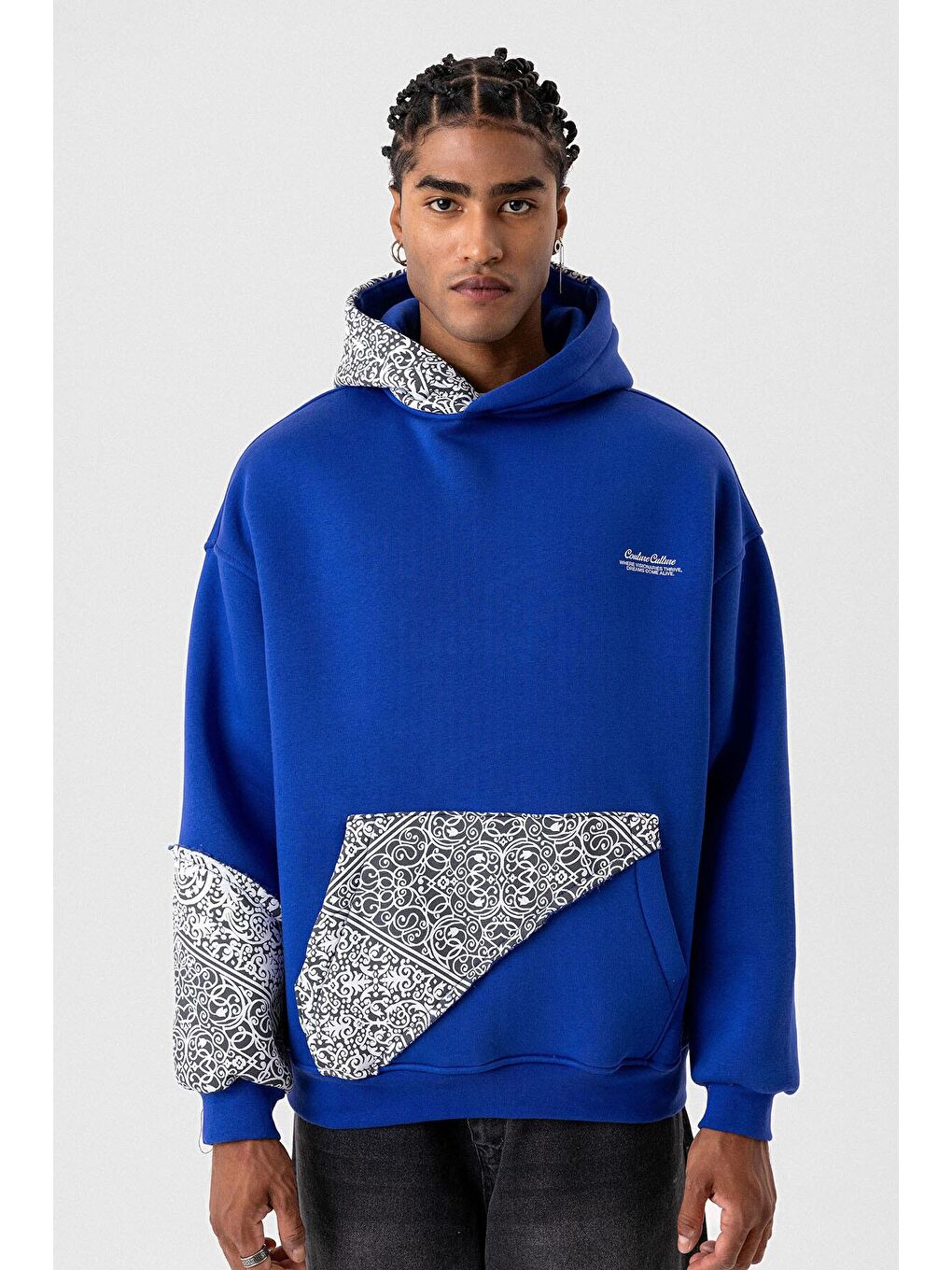 Mavi Oversize Kapüşonlu Sweatshirt Hoodıe Saks-2