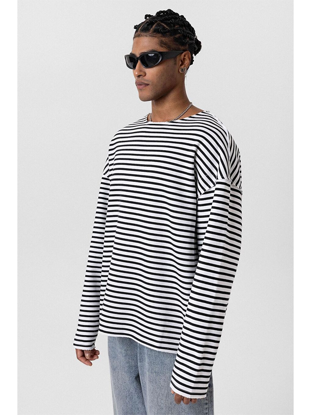 Yaka Detaylı Oversize Sweatshirt Ekru-4