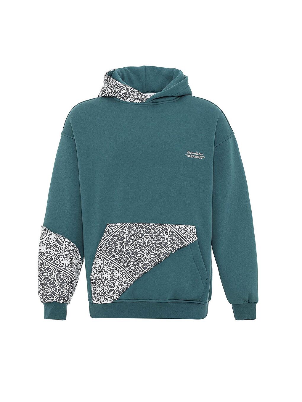 Oversize Kapüşonlu Sweatshirt Hoodıe Petrol-6