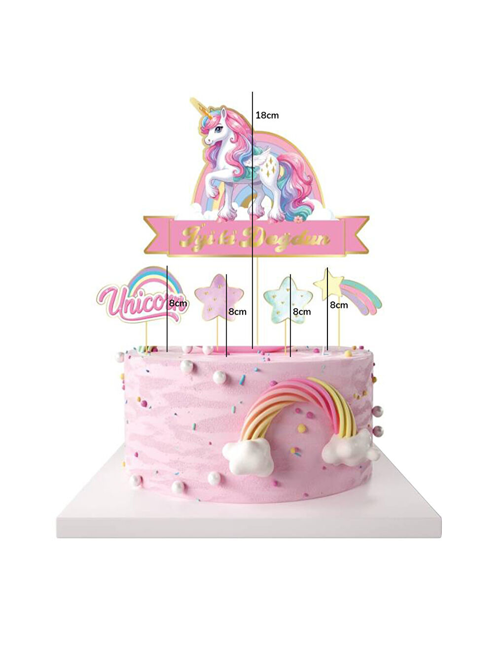 Pembe Temalı İyi Ki Doğdun 5'li Kürdan Pasta Süsü-1