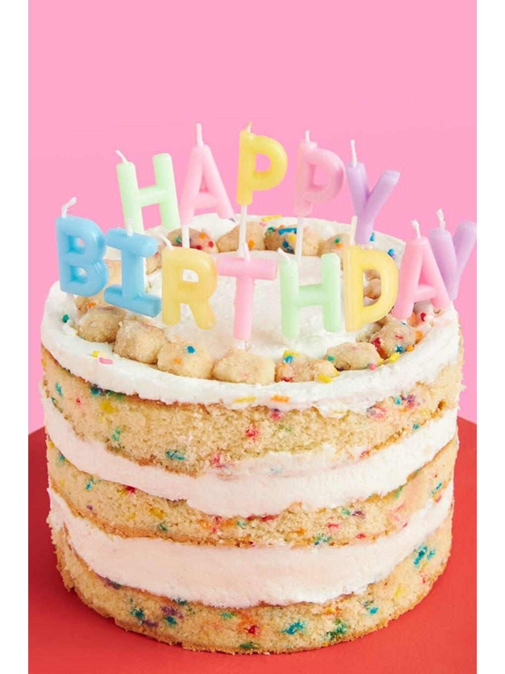 Karışık Çok Renkli Makaron Happy Birthday Harf Mum Set