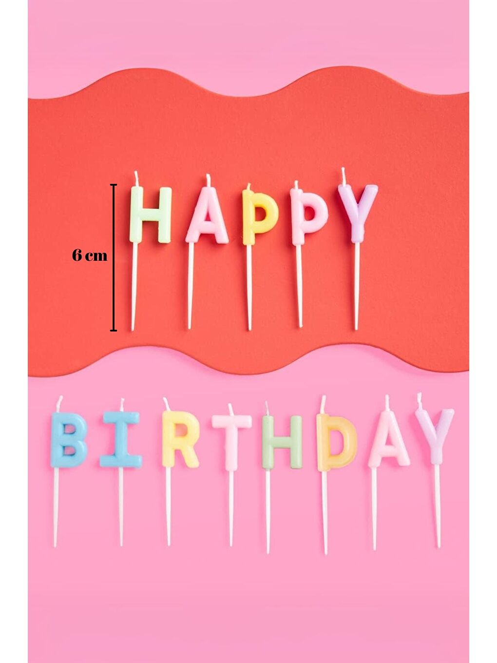 Karışık Çok Renkli Makaron Happy Birthday Harf Mum Set-2