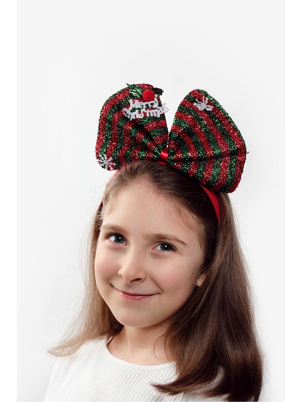 Kırmızı Yeşil Çizgili Kız Çocuk Yılbaşı Taç-4