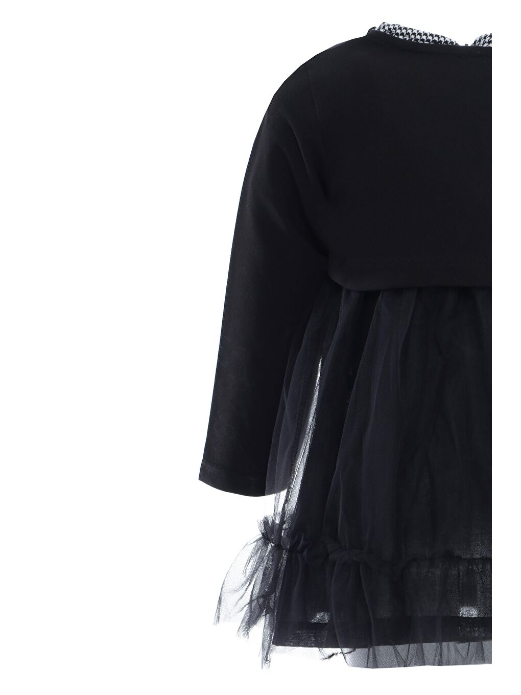 Siyah Bisiklet Yaka Kısa Kollu Kız Bebek Tüllü Elbise ve Uzun Kollu Bolero 2'li Takım-2