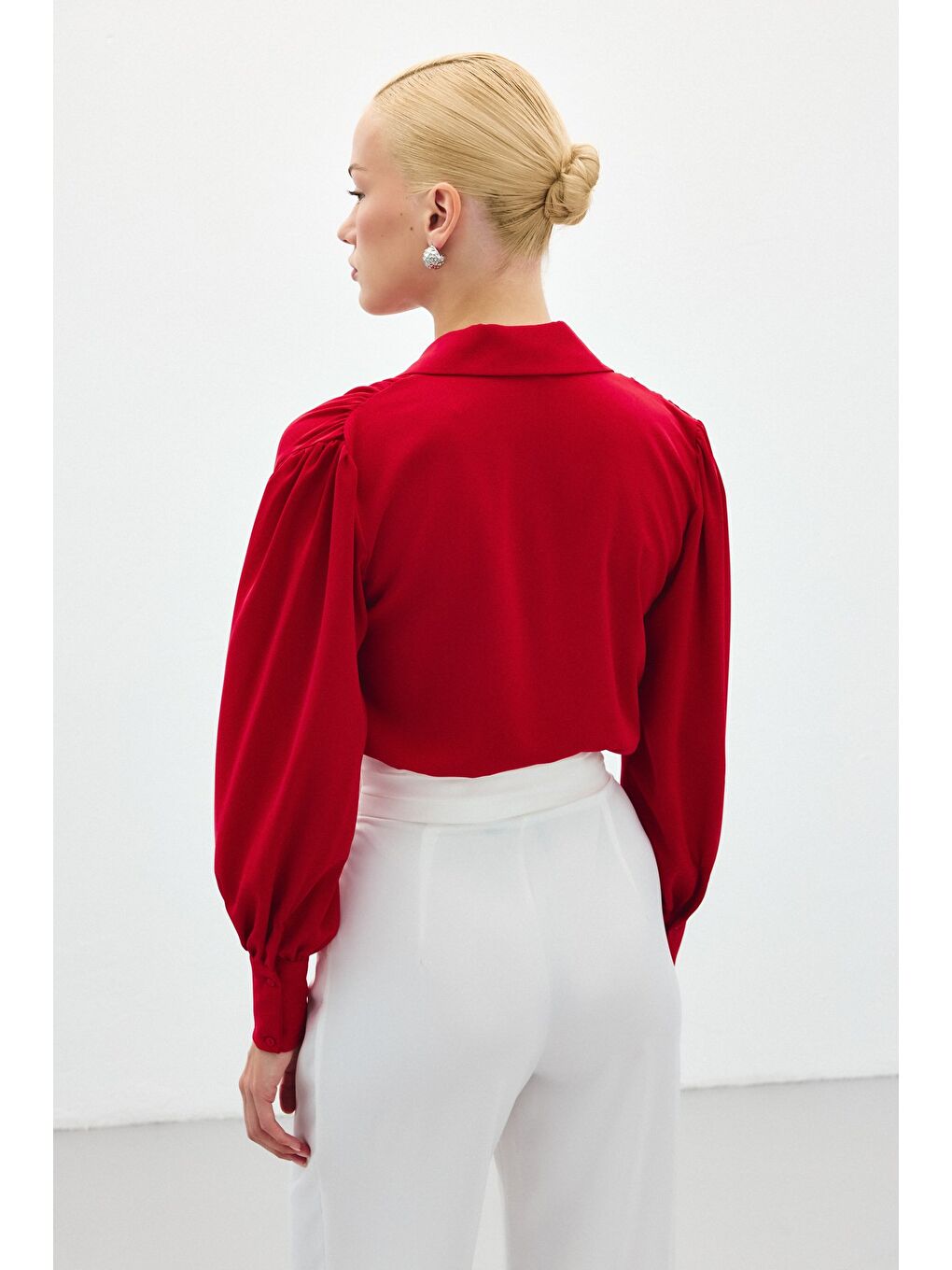 Aksesuar Detaylı Bodysuit Bluz - Kırmızı-7
