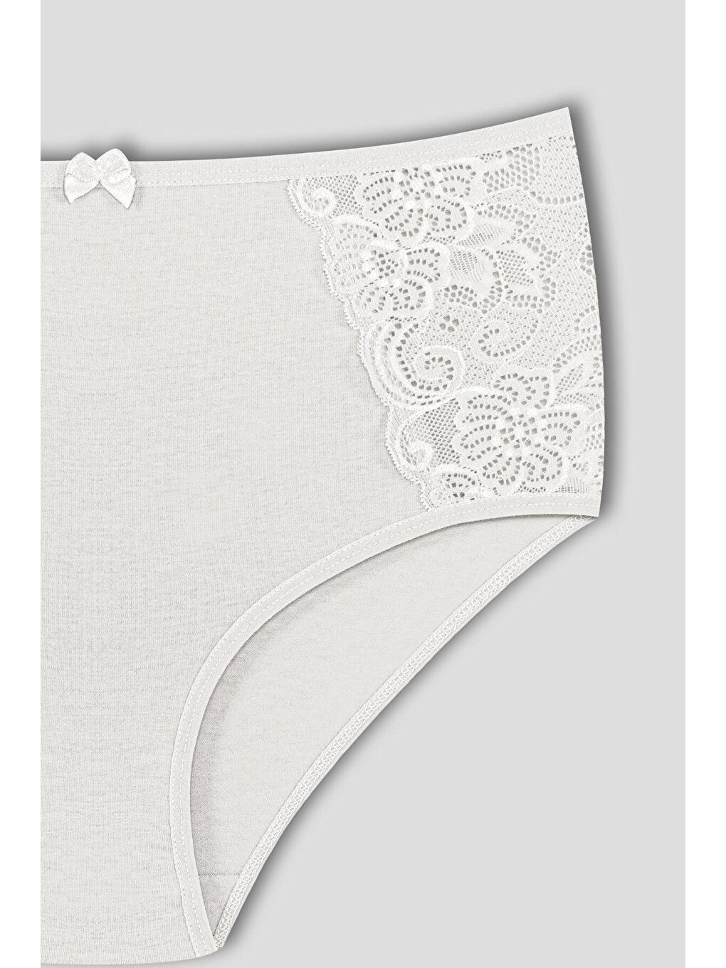 Beyaz Pamuklu Yanları Dantel Yüksek Bel Büyük Beden Kadın Külot 2'li-4