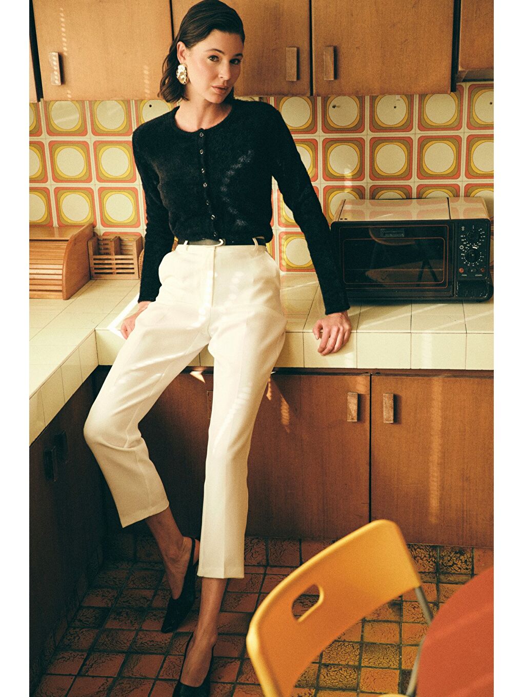 Kemerli Pantolon - Ekru