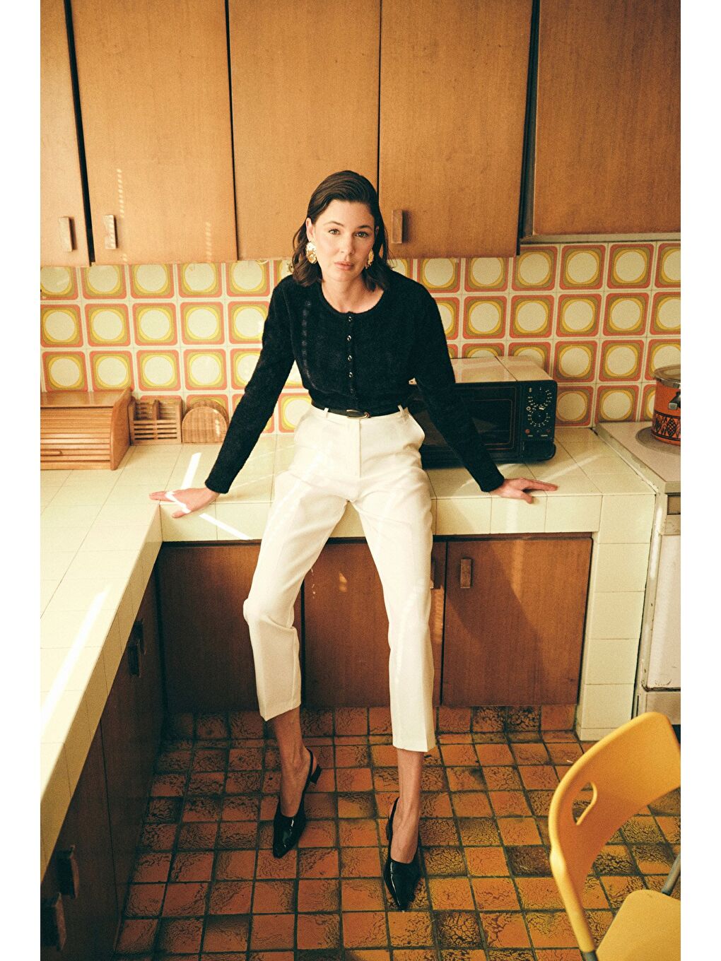 Kemerli Pantolon - Ekru-1