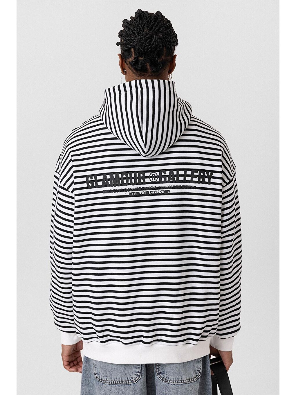 Yazı Detaylı Kapüşonlu Oversize Sweatshirt Ekru-4