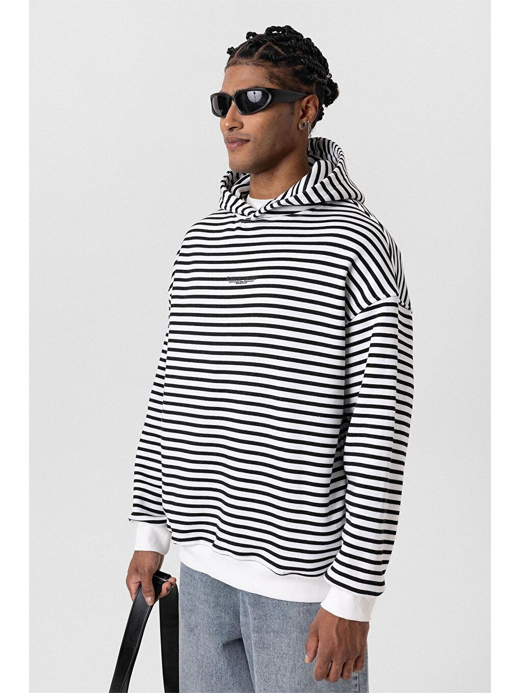 Yazı Detaylı Kapüşonlu Oversize Sweatshirt Ekru-6