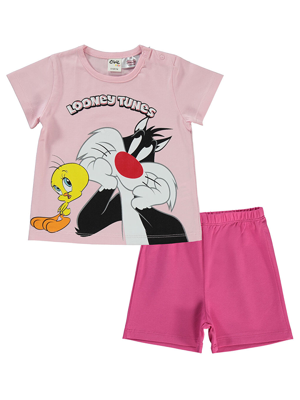 Tweety Kız Bebek Takım 6-18 Ay Uçuk Pembe- Koyu Pembe