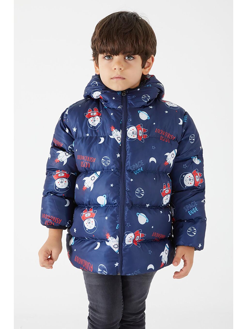 Erkek Çocuk Mont Karakter Baskılı Lacivert 15628-1