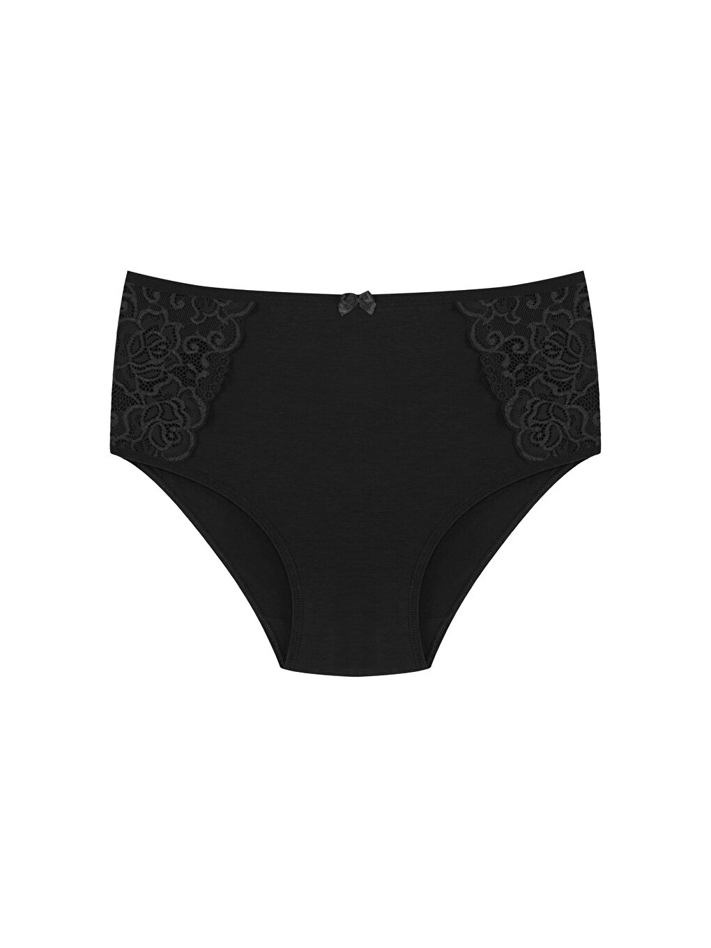 Bordo Pamuklu Yanları Dantel Yüksek Bel Büyük Beden Kadın Külot 2'li-2