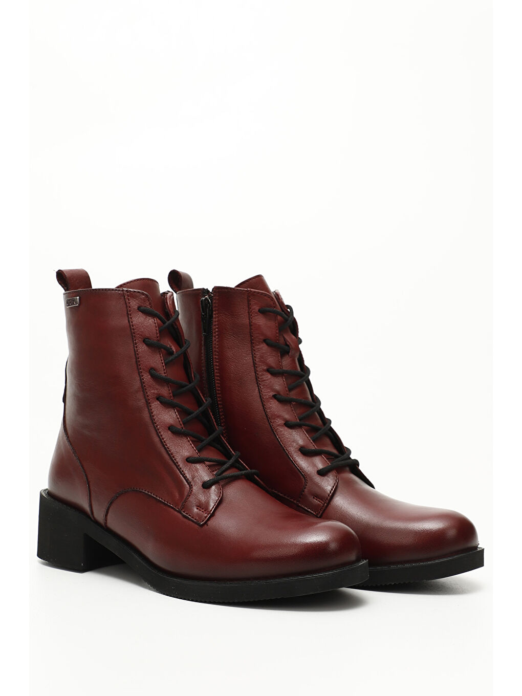 Bordo Kadın BORDO Fermuarlı Kauçuk Taban Hakiki Deri Postal Bot-1