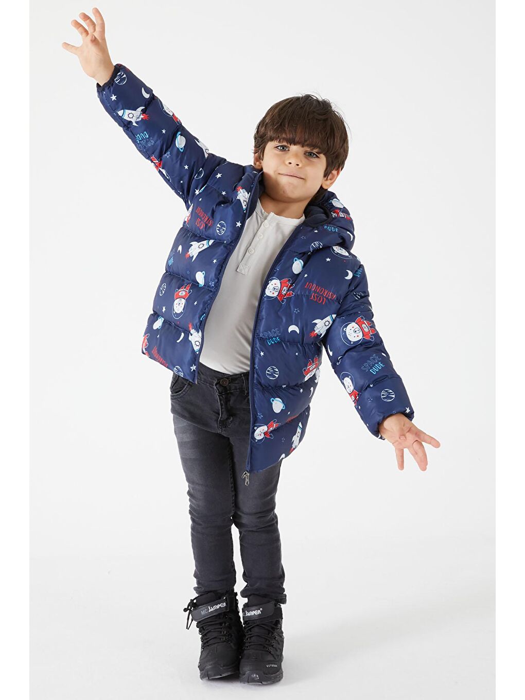 Erkek Çocuk Mont Karakter Baskılı Lacivert 15628-3