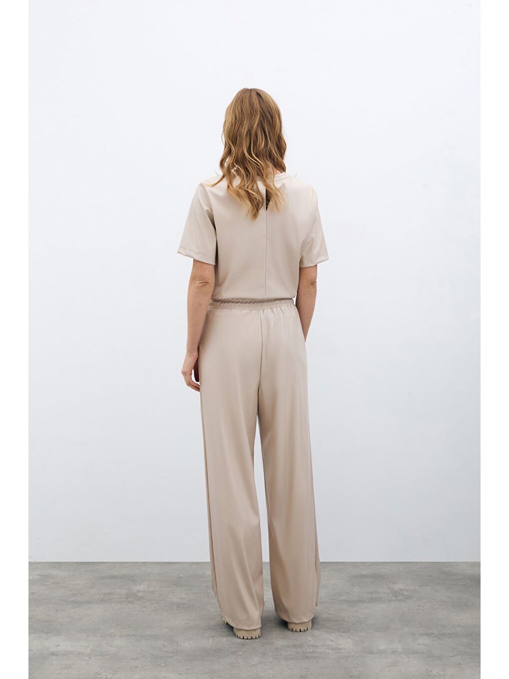 Bej Salaş Deri Pantolon - Taş-7