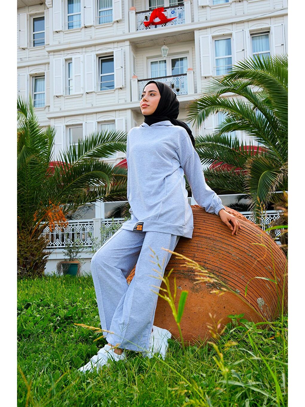 Kapüşonlu Eşofman Takım Gri