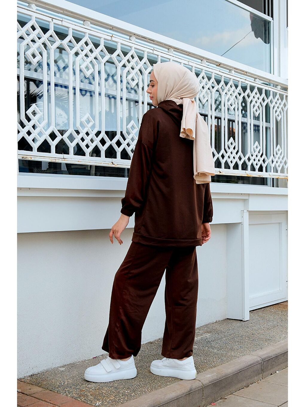 Kahverengi Kapüşonlu Eşofman Takım Acı Kahve-3