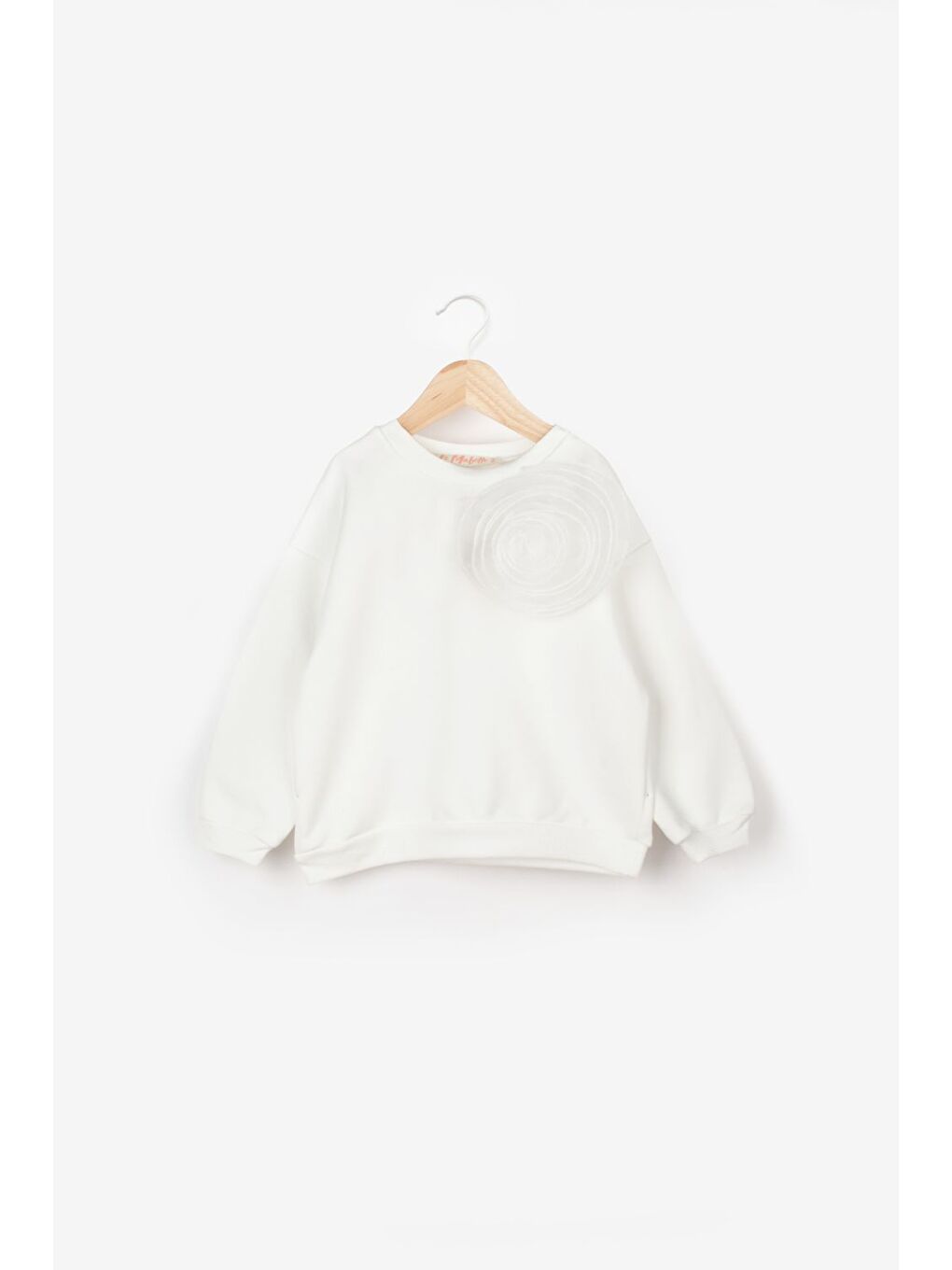 Ekru  Gül Aksesuarlı Kız Çocuk Sweatshirt - Elisa-3