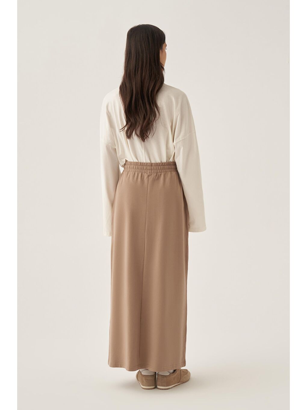 Bej Vizon-Pamuklu İki Cepli Etek-2