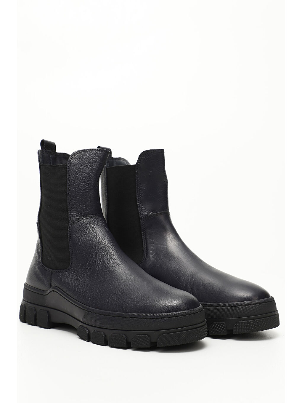 Lacivert Kadın LACİVERT Kauçuk Taban Hakiki Deri Chelsea Bot-2