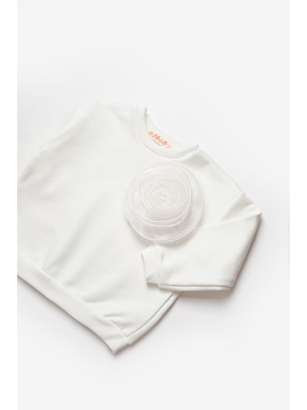 Ekru  Gül Aksesuarlı Kız Çocuk Sweatshirt - Elisa-5
