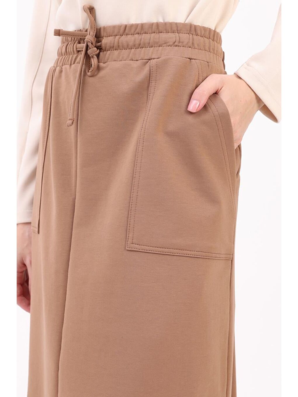 Bej Vizon İki Cepli Etek-4