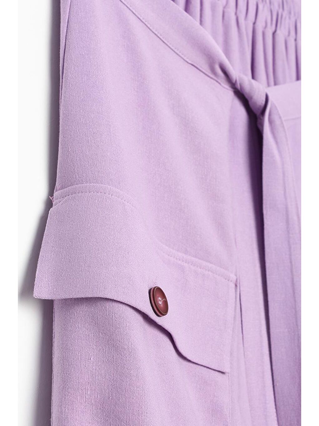 Lila Beli Lastikli Bağlama Detaylı Pamuklu Etek-6