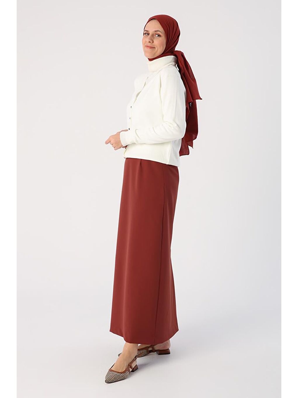 Kahverengi Kiremit Beli Lastikli Kalem Etek-2