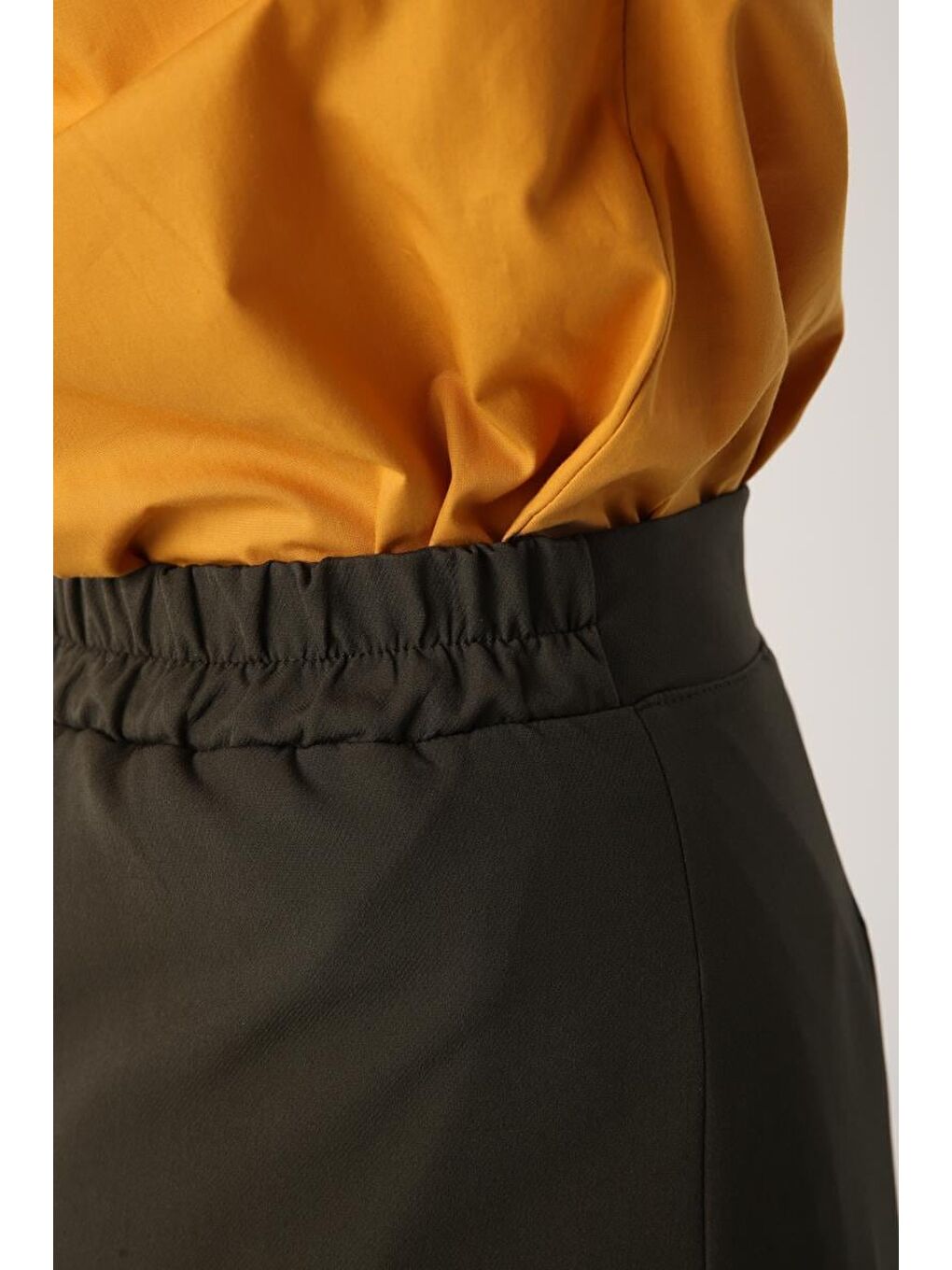 Haki Beli Lastikli Kalem Etek-4