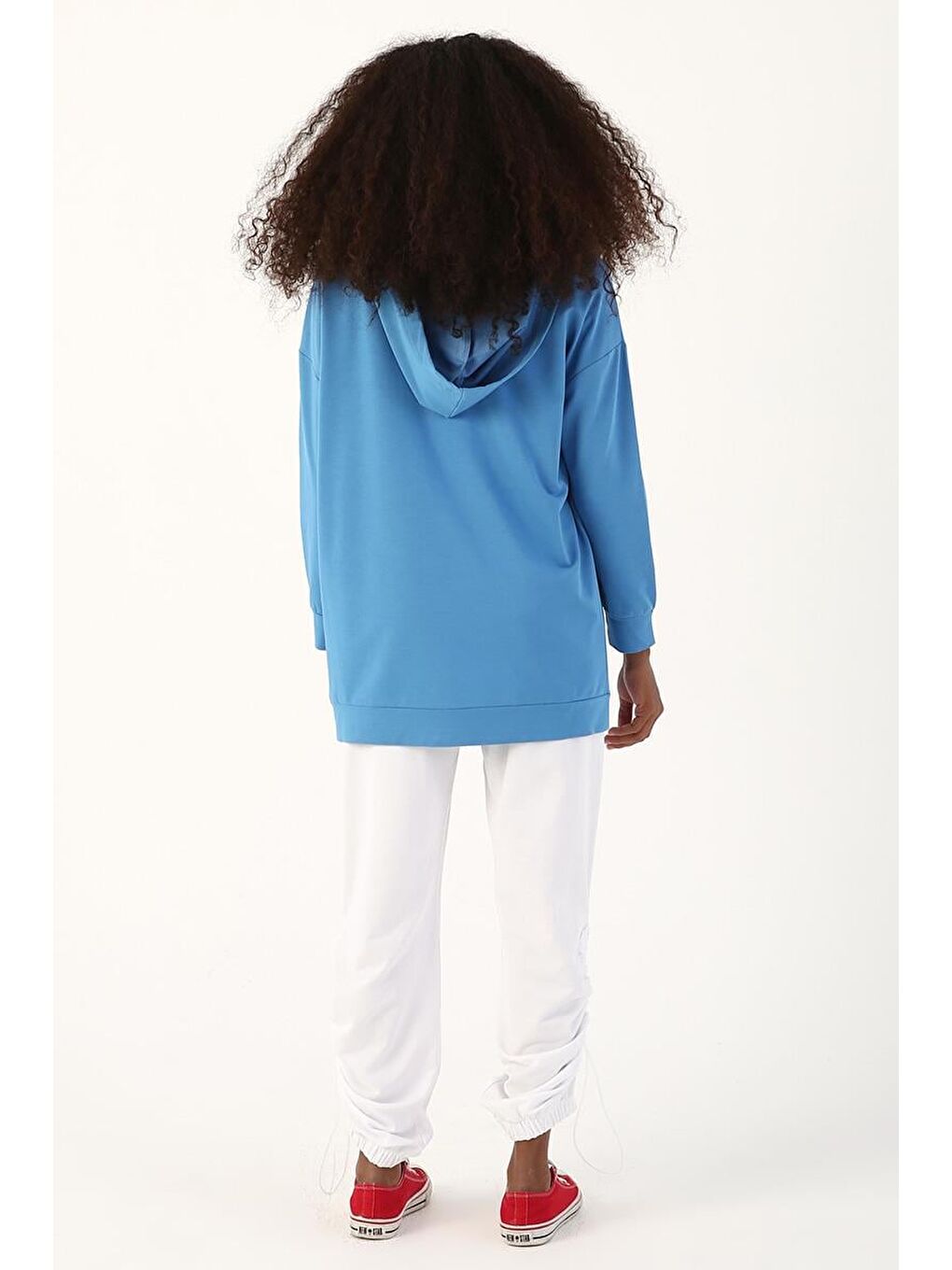 Mavi Kapüşonlu Fermuarlı Sweat-3